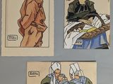 four different pictures of a man and a woman sitting on a bed
