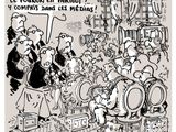 une image représentant un dessin humoristique montrant un groupe de personnes dans une pièce