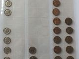 a lot of coins in a plastic bag on the table