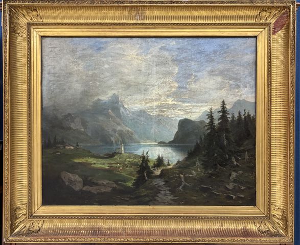 KOECHLIN-SCHWARTZ Alfred (1829-1895). «Paysage de montagne ». Hui