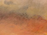 painting of an orange and yellow sunset with a lone horse in the foreground