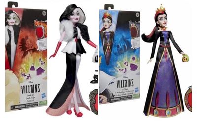 Lot de 2 poupées vilains cruella et la méchante reine et leu…