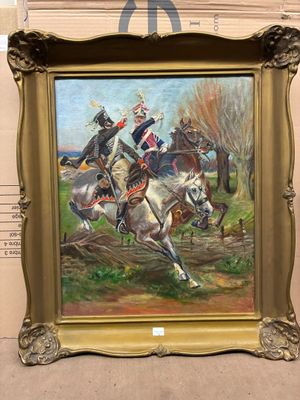 une image d'un tableau représentant un homme à cheval