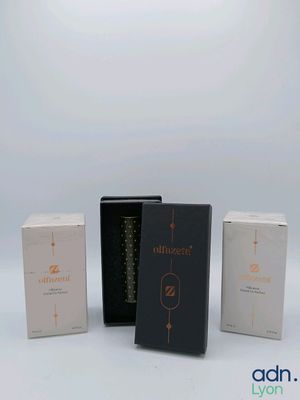 three boxes with different types of packaging on them on a white surface