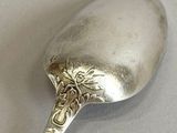 a silver spoon that is sitting on a table