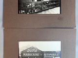 deux photos en noir et blanc représentant un train et un bâtiment