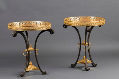 pair of 19th century french ormolu and giled metal side tables