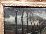 a picture of a painting of a man walking down the street