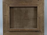 an old wooden picture frame with a white background and a brown background