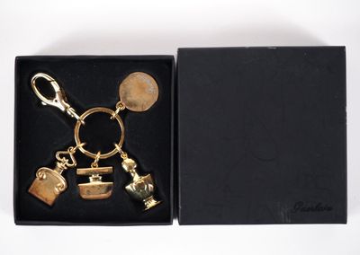 a black box with a gold keychain in it