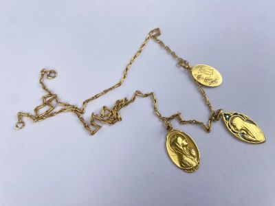 CHAINE en or jaune 750 millièmes, formée d'une maille épi rehaussé de  - Photo 1