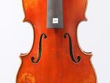 a close up of a violin with a bow on a white background