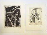 two black and white drawings of a man and a woman