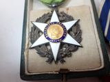 a medal with a star on it in a case