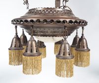 Lustre hollandais Art Déco en métal à décor ajouré de motifs…