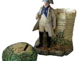 figurine représentant un homme debout à côté d'un tas de choux