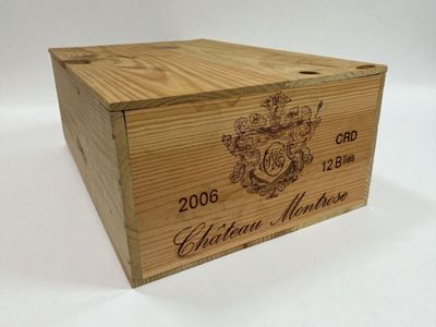 a wooden box that has a label on it