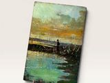 an image of a painting of a person on a boat in the water