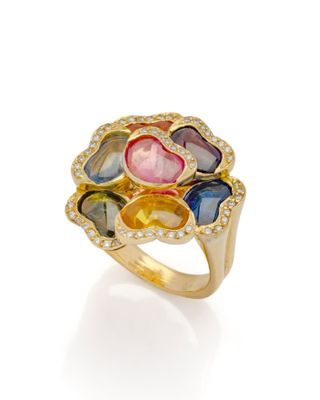 une bague en pierres multicolores et diamants, signée Van Cleef