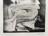 un dessin représentant un chat et un chien assis sur un lit