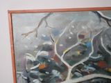 a painting on the wall of a room with a painting on the wall
