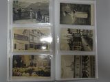 several old black and white photos of people and animals on a wall