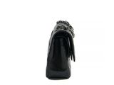 women ' s black high heeled shoes with spikes on the heel