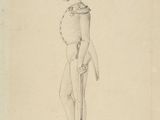 le dessin d'un homme en costume et chapeau, muni d'une canne