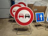 many signs that are sitting in a room