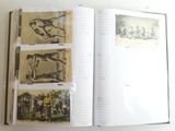 an open book with pictures of people on it