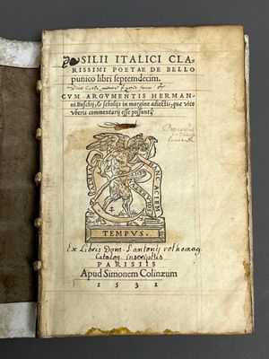an old book with a picture of a man holding a sword