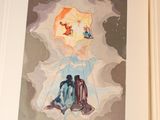 a picture of a painting of two people sitting under an umbrella