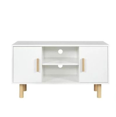 Meuble TV LILA - 2 portes - Décor mélaminé Blanc - Pieds en …