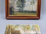 deux tableaux représentant des arbres dans un champ et un tableau représentant un paysage