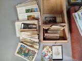 a box full of books sitting on a table