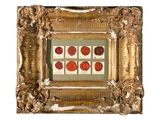 a picture of a picture of apples in a gold frame