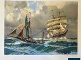 an image of a painting of a sailing ship in the ocean