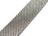 silver metal chain bracelet with a clasp on a white background
