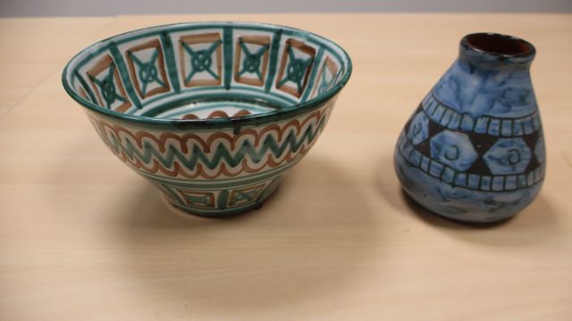 Roger PICAUD - Grande coupe en faïence à décor vert et marron, si...