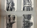 plusieurs photos en noir et blanc d'un train sur une voie ferrée
