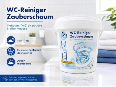 a bucket of wg reiniger zubersschaum on the counter