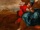 an image of a painting of a woman holding a child in her lap