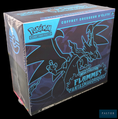 une boîte de cartes à collectionner Pokémon sur fond noir