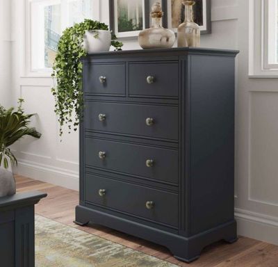 Commode 5 tiroirs LUNEA- en chêne gris ardoise - 80x40x95 cm…