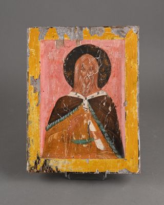 Icône orthodoxe du Christ sur fond rose H.