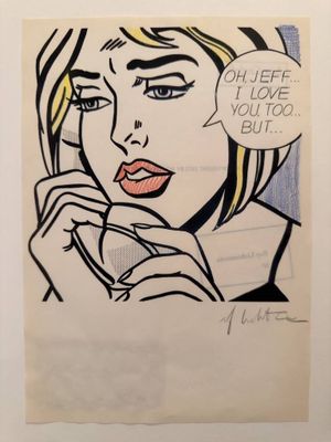 a drawing of a woman talking on a phone with a speech bubble above her head