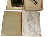 plusieurs vieux livres comportant des dessins et des illustrations sur une page blanche