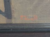 an image of a painting of a cat sitting on top of a window sill