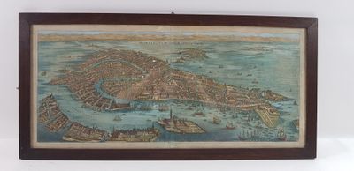 an old map of the city of new york in a wooden frame