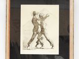 dessin encadré représentant un homme et une femme dansant, en pleine posture de danse